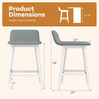 Tabourets de bar rembourrés 61 cm avec dossier bas, repose-pieds et pieds en bois – Îlot de cuisine