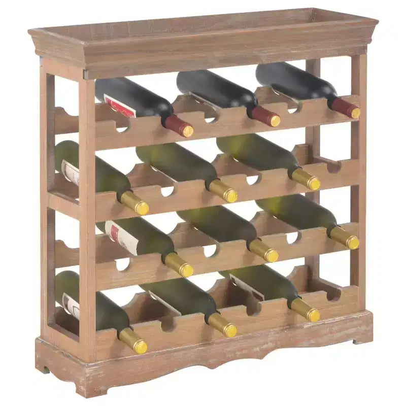Range-bouteilles sur pied avec plateau supérieur et meuble de rangement – Bois composite