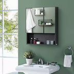 Armoire à pharmacie murale, armoire de toilette avec portes doubles et étagères de rangement