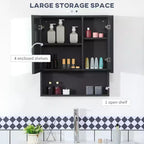 Armoire à pharmacie murale, armoire de toilette avec portes doubles et étagères de rangement