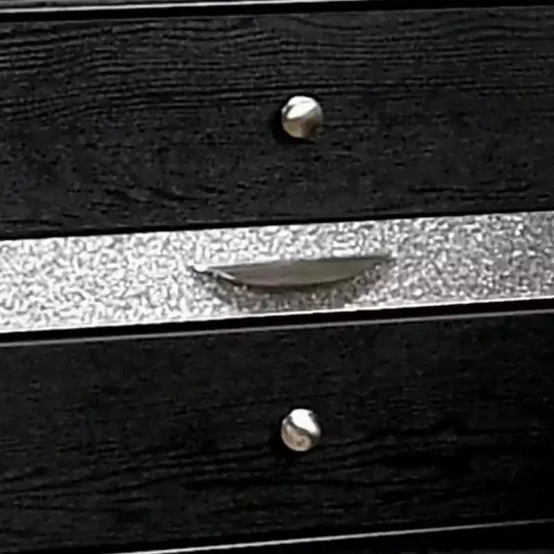 Table de chevet avec garniture argentée et 1 tiroir à bijoux – Noir