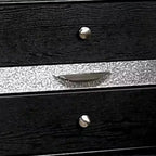 Table de chevet avec garniture argentée et 1 tiroir à bijoux – Noir