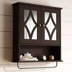 Wall Mounted Bathroom Cabinet Over Toilet with Towel Rack and Adjustable Shelf Large Brown Storage Cabinet 22x25 Inch