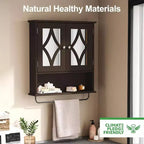 Meuble de salle de bain mural au-dessus des toilettes avec porte-serviettes et étagère réglable Grand meuble de rangement marron 22x25 pouces