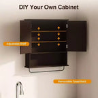 Meuble de salle de bain mural au-dessus des toilettes avec porte-serviettes et étagère réglable Grand meuble de rangement marron 22x25 pouces