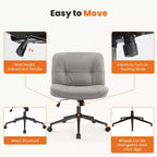 Chaise en cuir PU croisée pivotante sur roulettes avec support lombaire