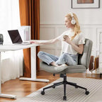Chaise en cuir PU croisée pivotante sur roulettes avec support lombaire