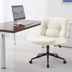 Chaise en cuir PU croisée pivotante sur roulettes avec support lombaire