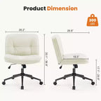 Chaise en cuir PU croisée pivotante sur roulettes avec support lombaire