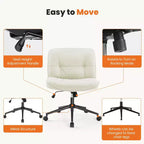 Chaise en cuir PU croisée pivotante sur roulettes avec support lombaire