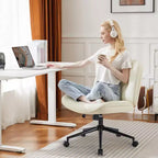 Chaise en cuir PU croisée pivotante sur roulettes avec support lombaire