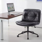Chaise en cuir PU croisée pivotante sur roulettes avec support lombaire