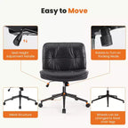 Chaise en cuir PU croisée pivotante sur roulettes avec support lombaire