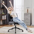 Chaise en cuir PU croisée pivotante sur roulettes avec support lombaire
