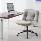 Chaise en cuir PU croisée pivotante sur roulettes avec support lombaire