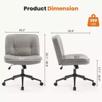 Chaise en cuir PU croisée pivotante sur roulettes avec support lombaire
