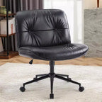 Chaise en cuir PU croisée pivotante sur roulettes avec support lombaire
