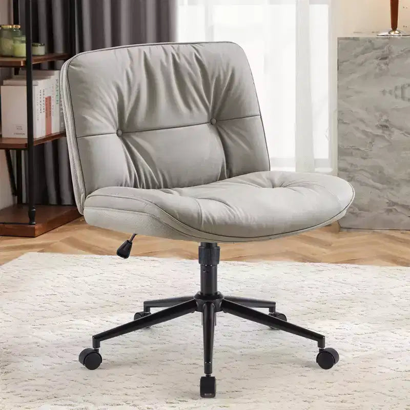 Chaise en cuir PU croisée pivotante sur roulettes avec support lombaire