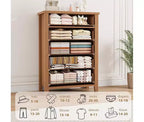 Commode à 5 tiroirs pour chambre à coucher, table de chevet marron à 5 tiroirs avec élégant design en V, commode de rangement en bois pour salon, chambre d'enfant.