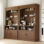 Meuble bar à café avec lumières LED, buffet de rangement de 183 cm de haut