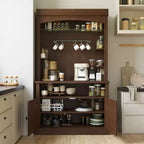 Meuble bar à café avec lumières LED, buffet de rangement de 183 cm de haut
