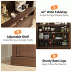 Meuble bar à café avec lumières LED, buffet de rangement de 183 cm de haut
