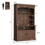Meuble bar à café avec lumières LED, buffet de rangement de 183 cm de haut