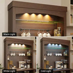 Meuble bar à café avec lumières LED, buffet de rangement de 183 cm de haut