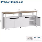 Meuble TV de style ferme pour téléviseur de 70 pouces, centre de divertissement de 160 cm de long avec rangement et étagère ouverte, grand meuble TV, console multimédia moderne et haute