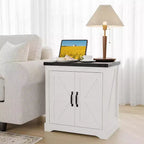 Rustic 24-Inch Charging End Table with USB, Type-c Ports & Outlets  Farmhouse Nightstand Featuring Adjustable Shelf for Bedroom, Living Room