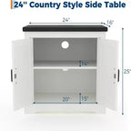 Table d'appoint de charge rustique de 60 cm avec ports USB, Type-C et prises de courant Table de chevet de style ferme avec étagère réglable pour chambre à coucher, salon