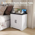Table d'appoint de charge rustique de 60 cm avec ports USB, Type-C et prises de courant Table de chevet de style ferme avec étagère réglable pour chambre à coucher, salon