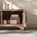 Meuble TV Mid-Century Modern pour téléviseurs de 55 à 65 po avec portes cannelées et étagère ouverte