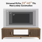 Meuble TV Mid-Century Modern pour téléviseurs de 55 à 65 po avec portes cannelées et étagère ouverte
