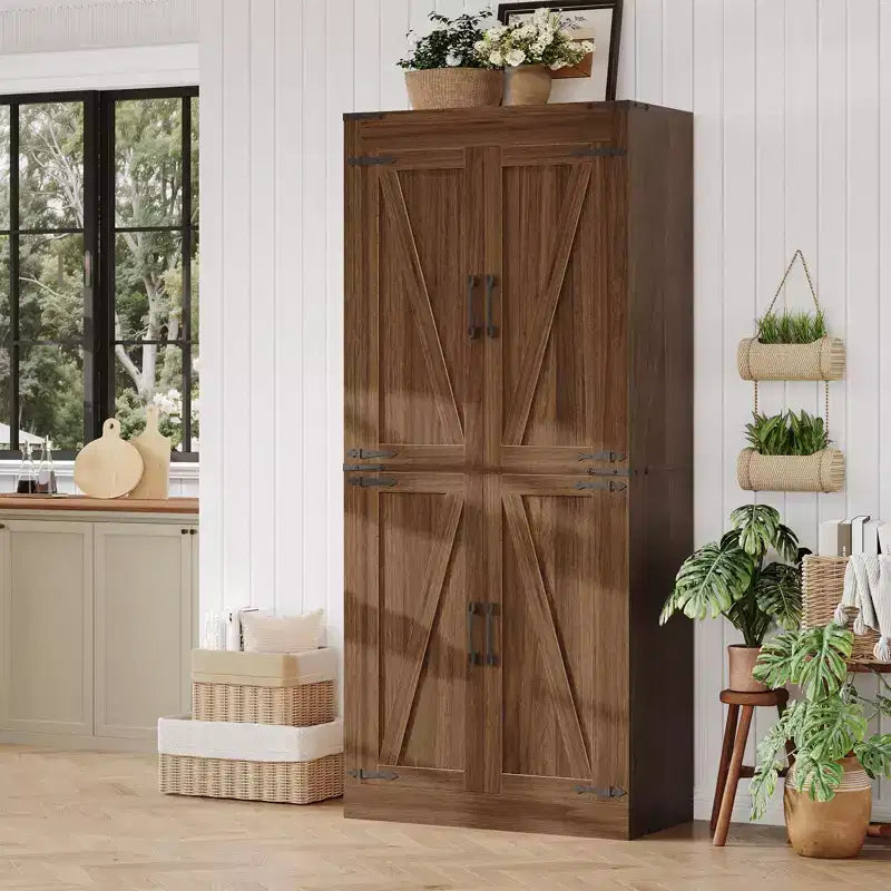 Meuble de rangement de cuisine de 180 cm de haut, placard autonome avec étagères réglables, meuble de bar à café en bois pour salon et cuisine