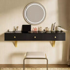 Coiffeuse murale avec tiroir et plateau en verre – Compacte