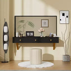 Coiffeuse murale avec tiroir et plateau en verre – Compacte