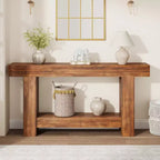 Table console longue à 2 niveaux, table d'appoint de style ferme derrière le canapé pour l'entrée, le couloir, le salon