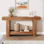 Table console longue à 2 niveaux, table d'appoint de style ferme derrière le canapé pour l'entrée, le couloir, le salon