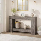 Table console longue à 2 niveaux, table d'appoint de style ferme derrière le canapé pour l'entrée, le couloir, le salon