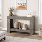 Table console longue à 2 niveaux, table d'appoint de style ferme derrière le canapé pour l'entrée, le couloir, le salon