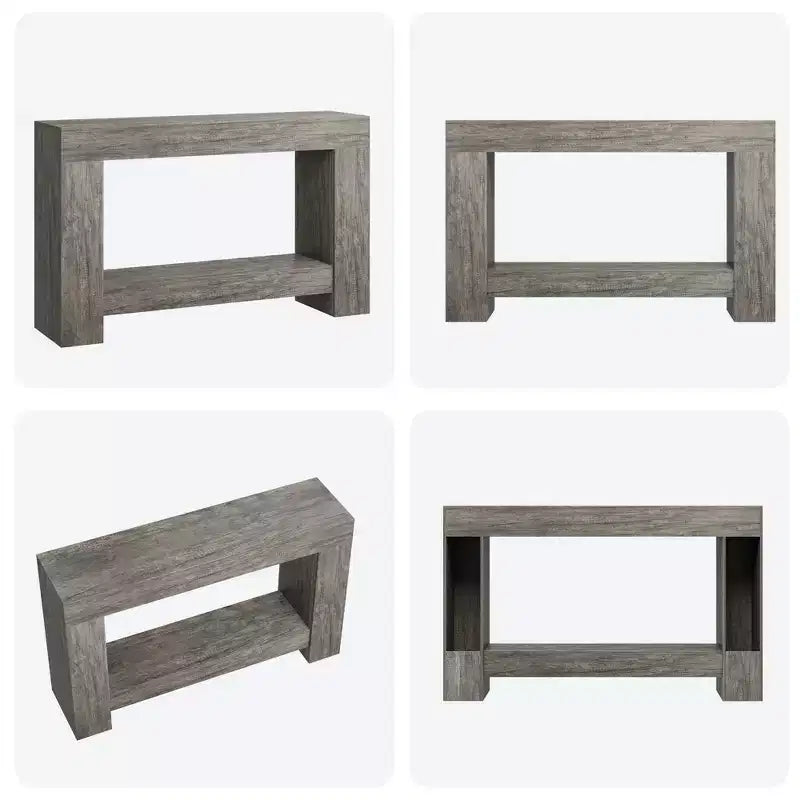 Table console longue à 2 niveaux, table d'appoint de style ferme derrière le canapé pour l'entrée, le couloir, le salon