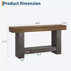 Table console longue à 2 niveaux, table d'appoint de style ferme derrière le canapé pour l'entrée, le couloir, le salon