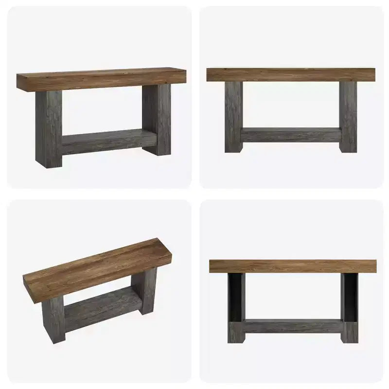 Table console longue à 2 niveaux, table d'appoint de style ferme derrière le canapé pour l'entrée, le couloir, le salon