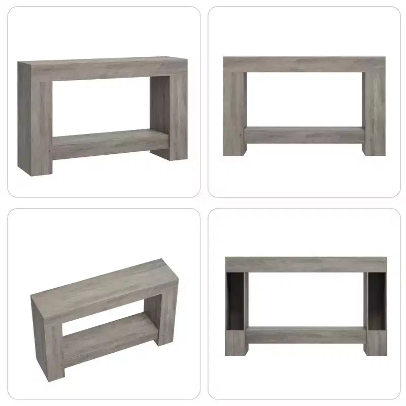 Table console longue à 2 niveaux, table d'appoint de style ferme derrière le canapé pour l'entrée, le couloir, le salon