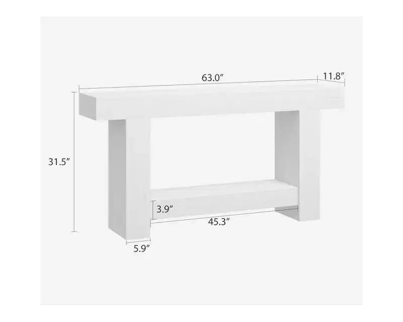 Table console longue à 2 niveaux, table d'appoint de style ferme derrière le canapé pour l'entrée, le couloir, le salon