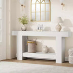 2-Tier Long Console Table Sofa Table, Farmhouse Entryway Accent Table Behind Couch for Entrance, Hallway, Living Room