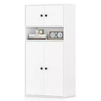 Costway 1/2 PCS 44 Tall Bookshelf w/Doors & Adjustable Shelf for Study Living Room Dining Room