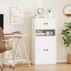 Étagère de 112 cm de hauteur avec portes et étagère réglable – Armoire de rangement blanche