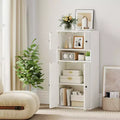 Étagère de 112 cm de hauteur avec portes et étagère réglable – Armoire de rangement blanche